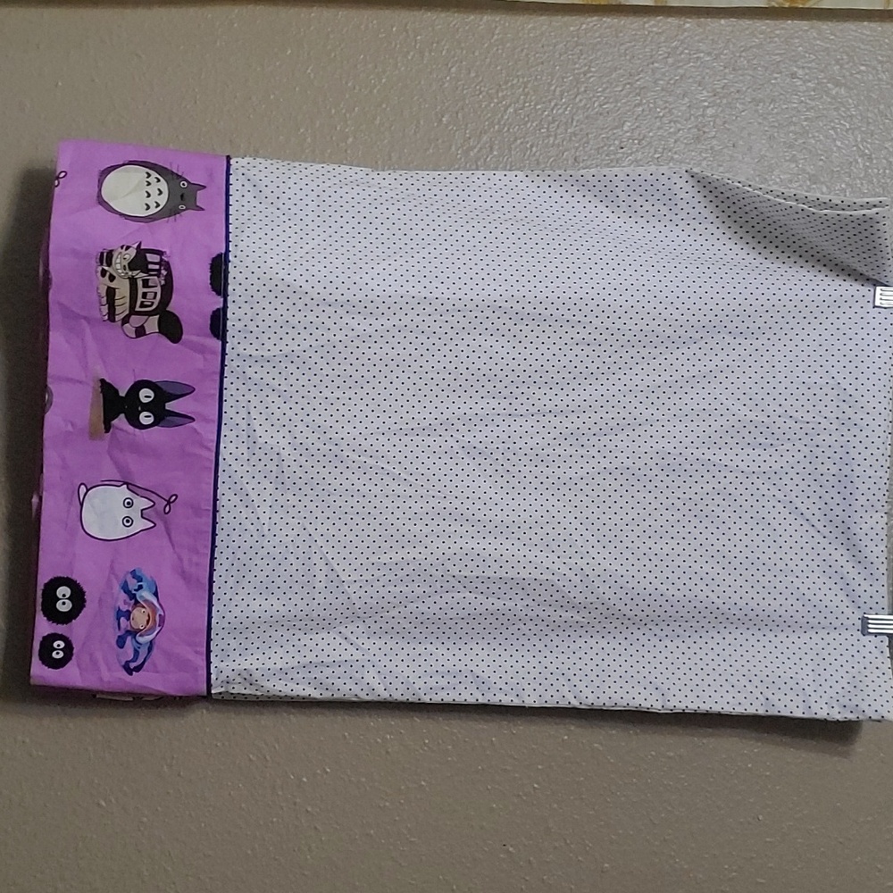 Totoro Standard Pillowcases Set of 2 Handmade Lavender B&W Polka Dots - Picture 4 of 8